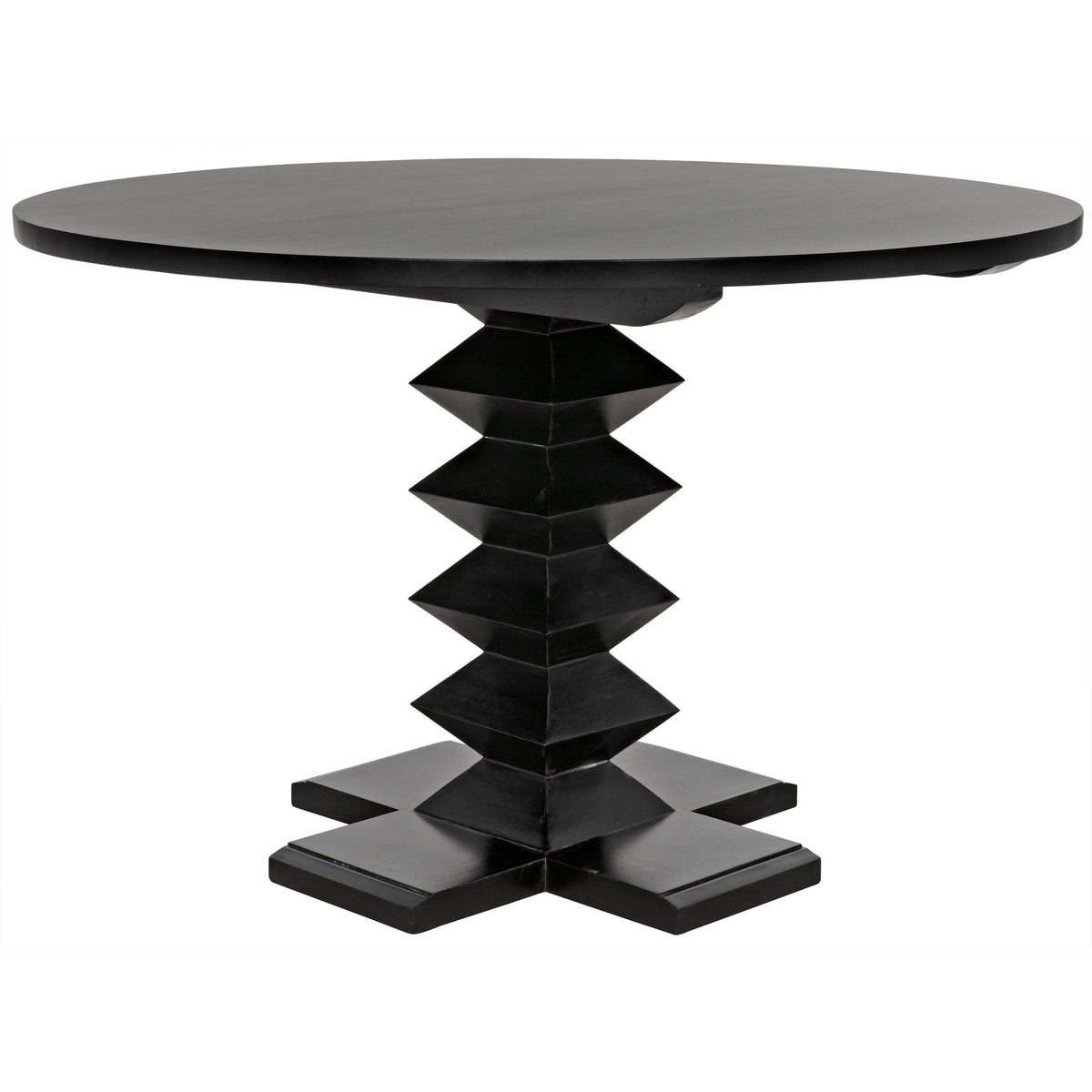 Zig-Zag Dining Table 48" Diameter Hand Rubbed Black