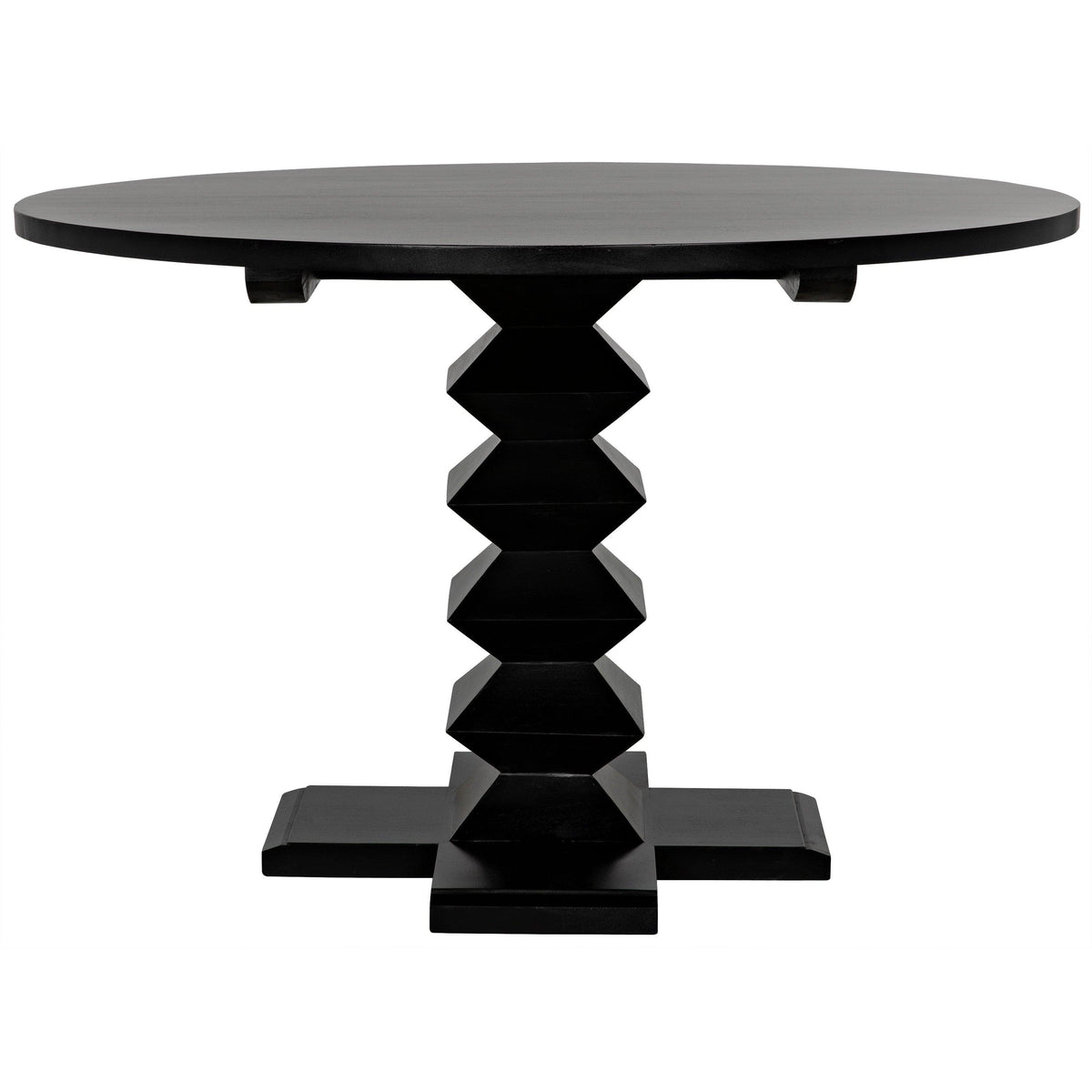 Zig-Zag Dining Table 48" Diameter Hand Rubbed Black