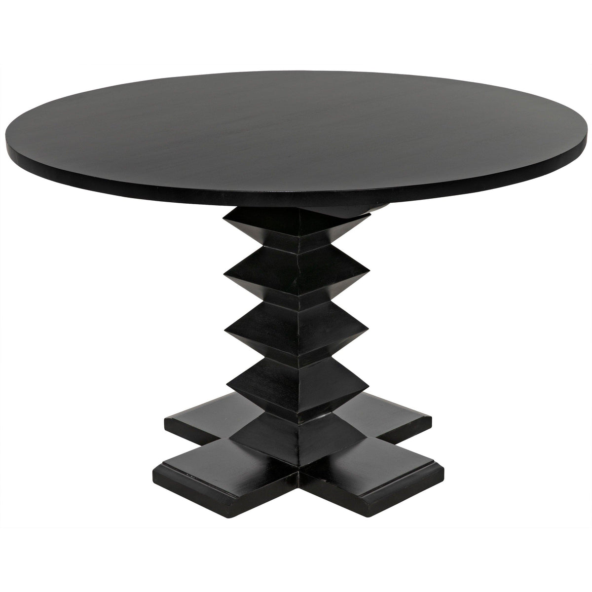 Zig-Zag Dining Table 48" Diameter Hand Rubbed Black