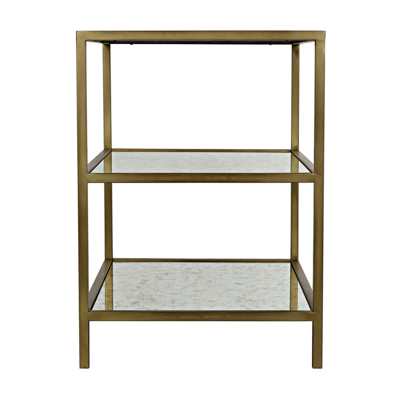 3 Tier Side Table Antique Brass and Antique Mirror
