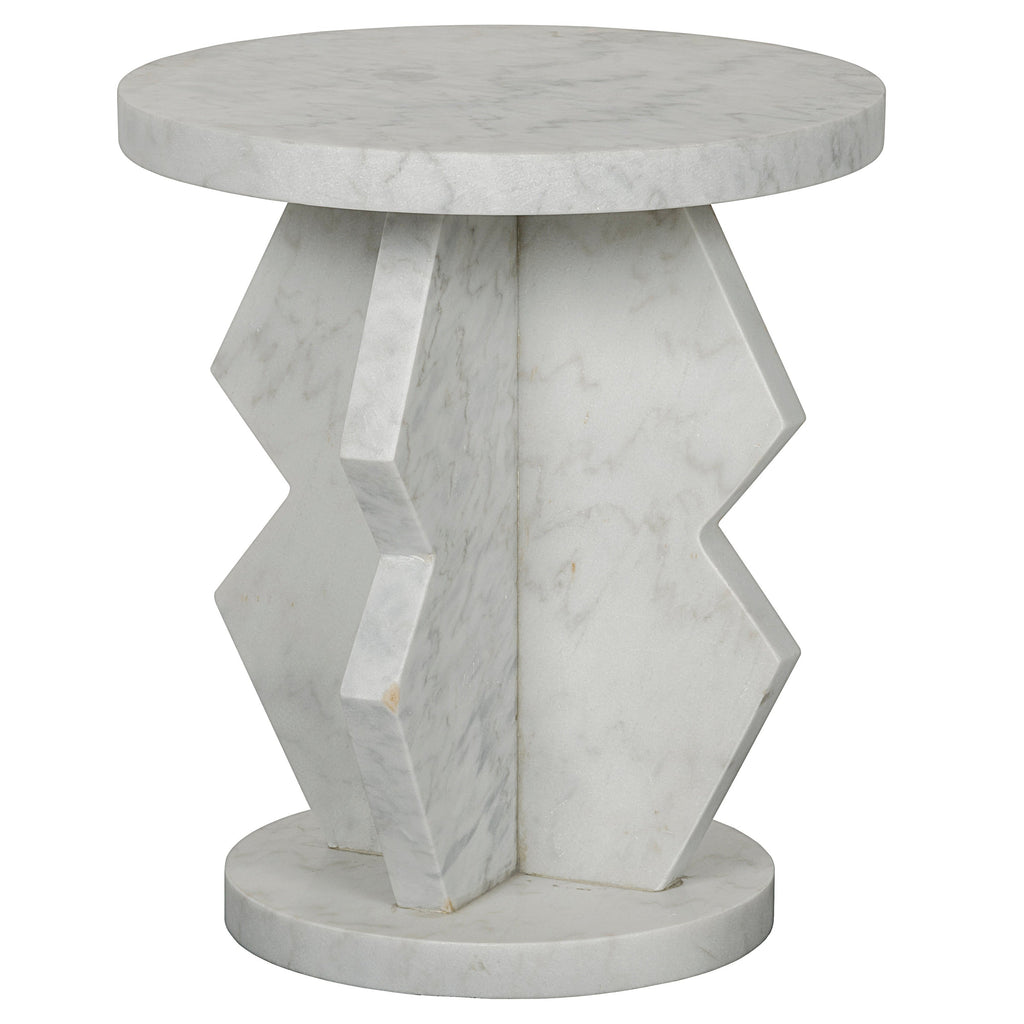 Belasco Round Geometric Marble Side Table