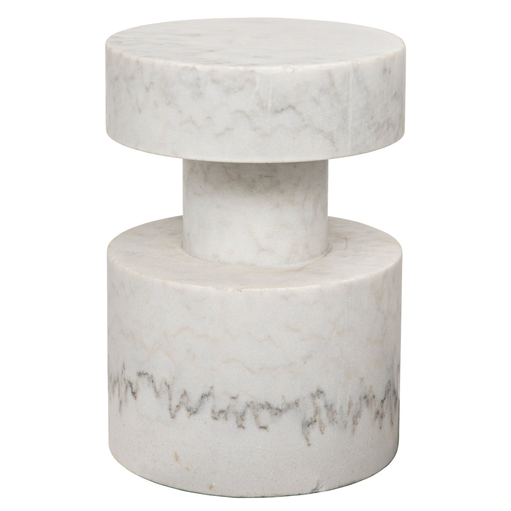 Mamud White Marble Side Table