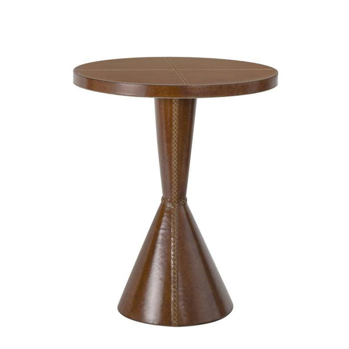 Gabe Cognac Leather Accent Table | Bone & Brass