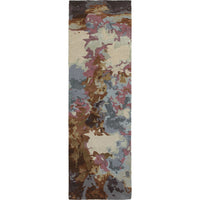 Galaxy Blue & Brown Multi Contemporary Rug, hand-tufted wool and viscose, abstract patterns.
