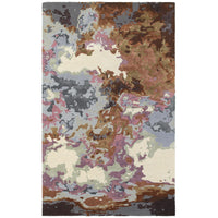 Galaxy Blue & Brown Multi Contemporary Rug with abstract patterns, wool and viscose, hand-tufted.
