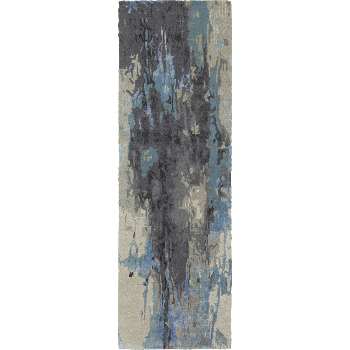 Galaxy Blue & Grey Contemporary Rug with abstract patterns, hand-tufted wool and viscose.
