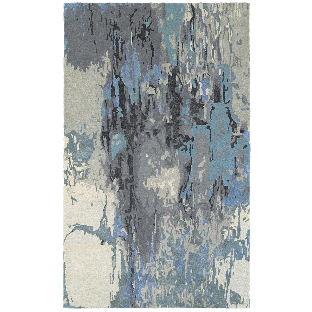Galaxy Blue & Grey Contemporary Rug with abstract patterns, hand-tufted wool and viscose.