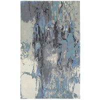 Galaxy Blue & Grey Contemporary Rug with abstract patterns, hand-tufted wool and viscose.