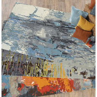 Galaxy Multi & Pink Contemporary Rug with abstract patterns in wool and viscose.