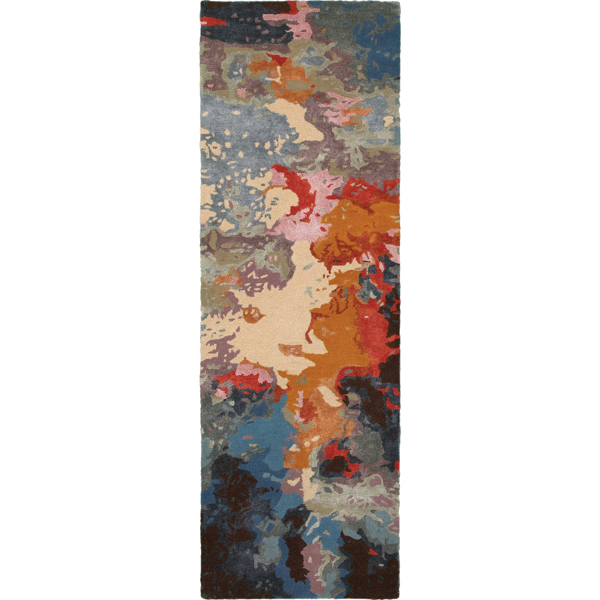 Galaxy Multi & Pink Contemporary Rug with vivid abstract patterns, hand-tufted wool and viscose.