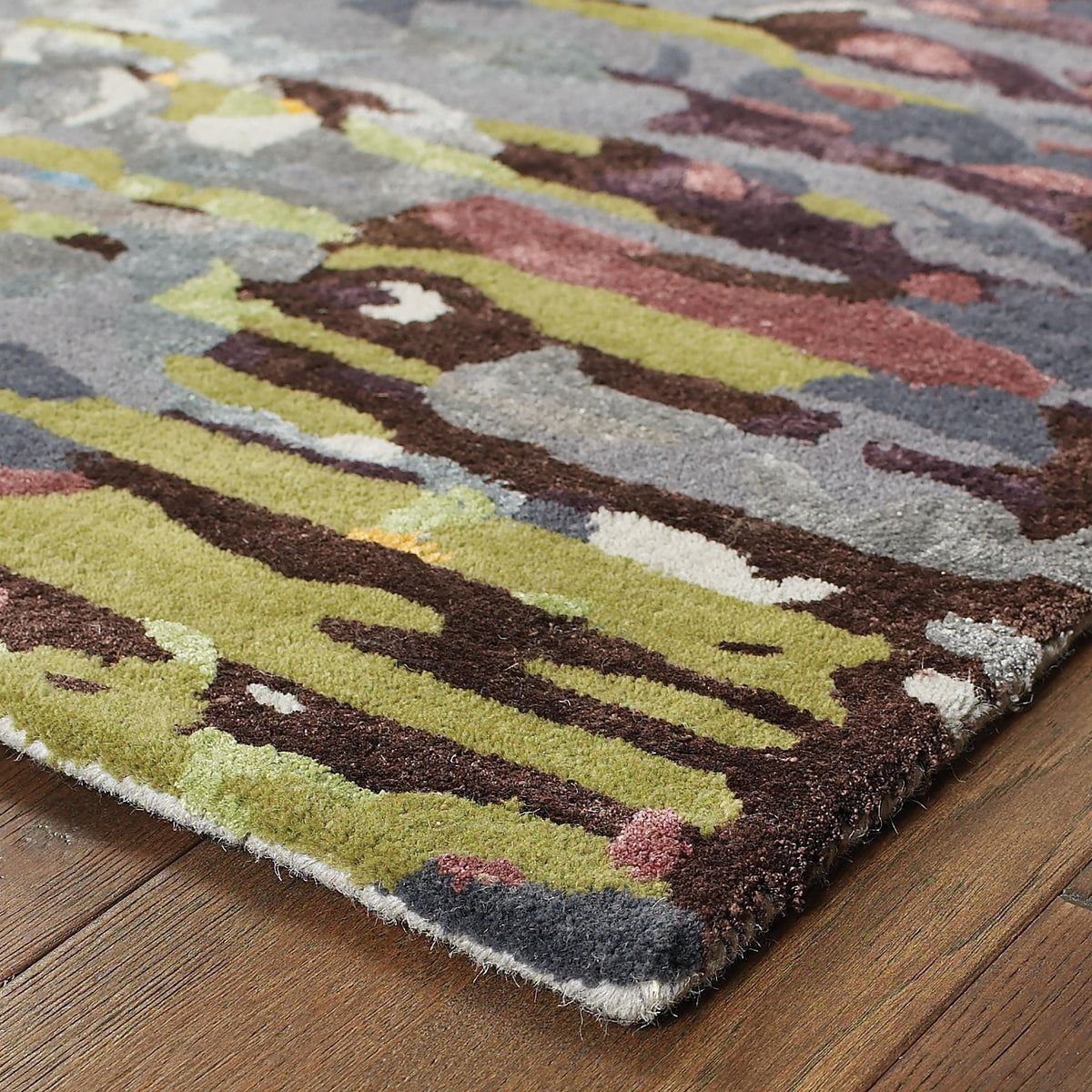 Hand-tufted Galaxy Multi & Grey contemporary rug with abstract patterns in wool and viscose.