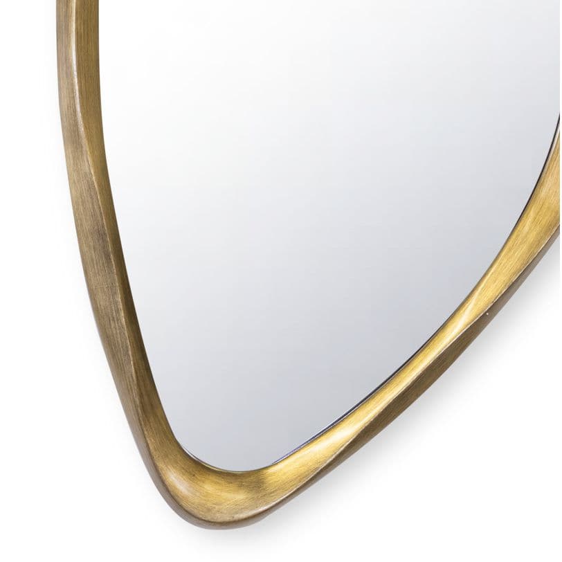 Galet Antique Gold Leaf Mirror with unique, undulating asymmetric shape and classic gold frame.