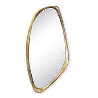 Galet Antique Gold Leaf Mirror with unique, undulating asymmetric shape and classic gold frame.