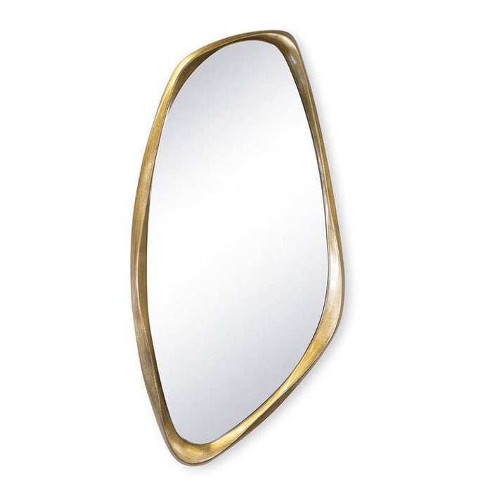 Galet Antique Gold Leaf Mirror with unique, undulating asymmetric shape and classic gold frame.