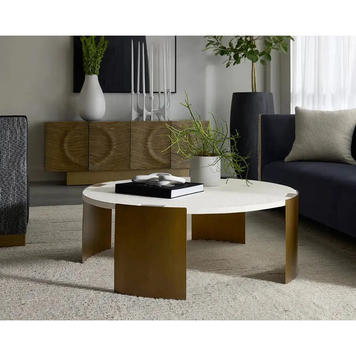 Gallus Coffee Table - Bone - Table Side View | Bone & Brass