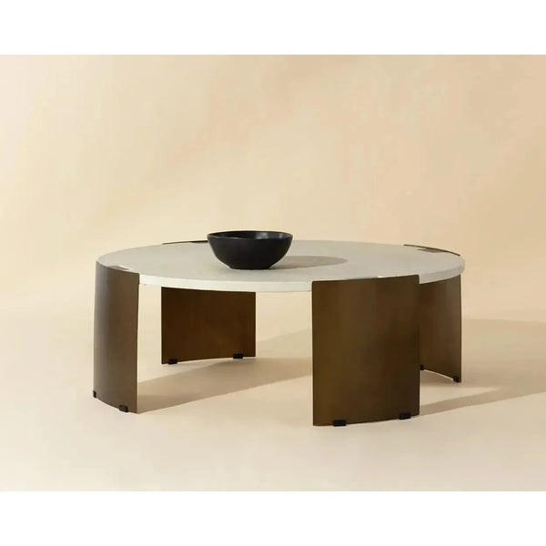Gallus Coffee Table - Bone - Table Top View | Bone & Brass