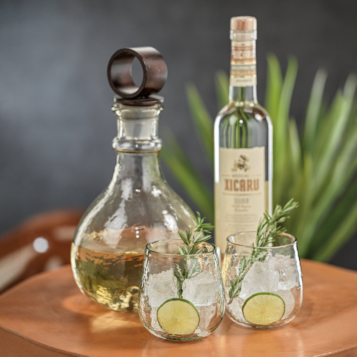 Garan Hammered Glass Stemless Tumblers, Set of 4 - Glass Detail | Bone & Brass