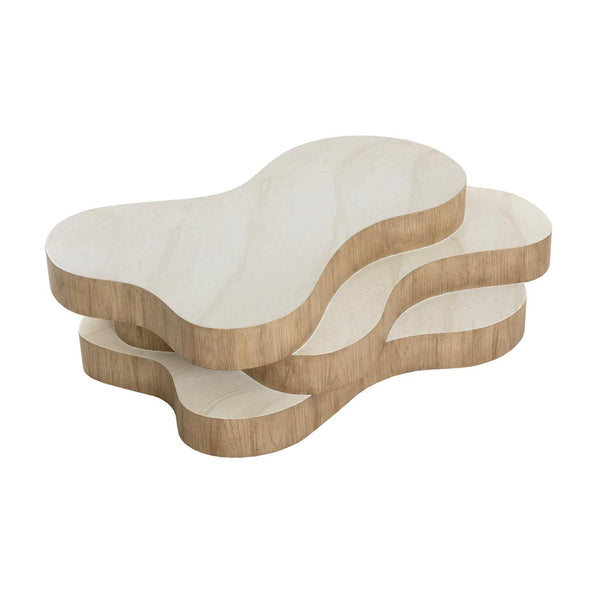Geddes Cream Triple Tier Coffee Table - Table Top View | Bone & Brass