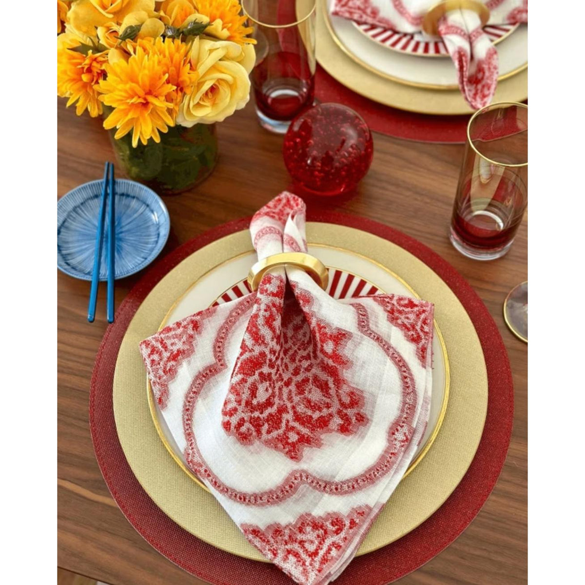 Gem Luminous Round Placemats, Set 4 - Placemat Detail | Bone & Brass