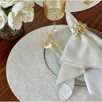 Gem Luminous Round Placemats, Set 4 - Placemat Texture Detail | Bone & Brass