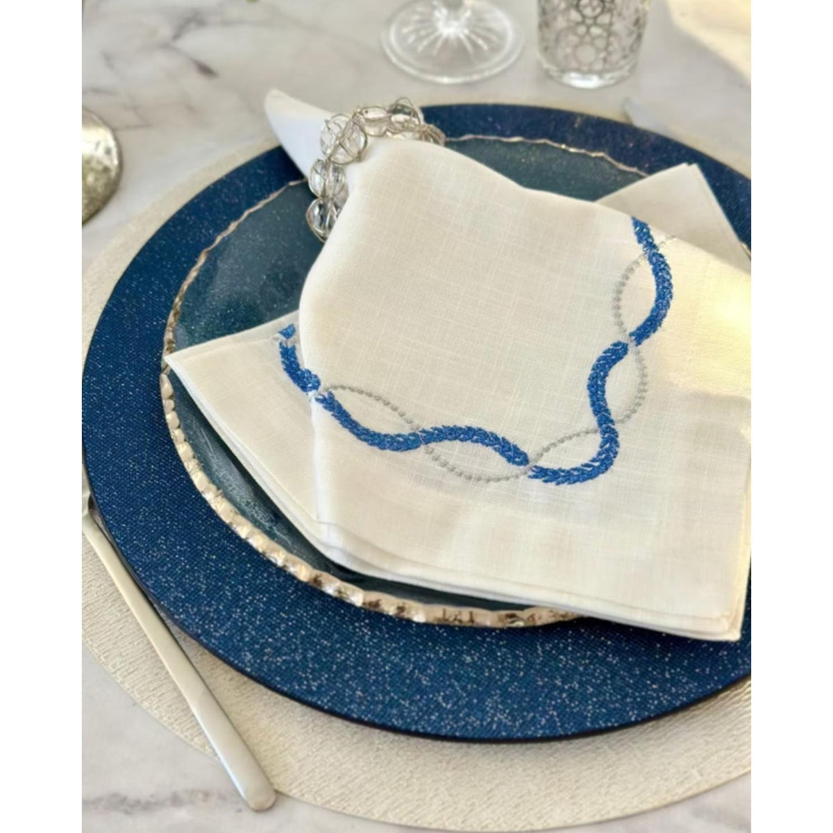 Gem Luminous Round Placemats, Set 4 - Placemat Side View | Bone & Brass