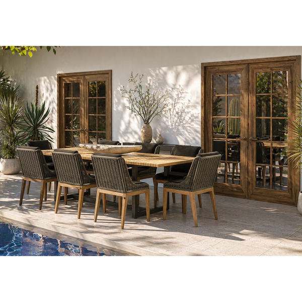 Geneve Natural Teak Extension Dining Table - Table Side View | Bone & Brass