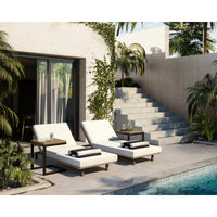 Geneve Palazzo Cream Outdoor Lounger - Outdoor Daybed Side View | Bone & Brass
