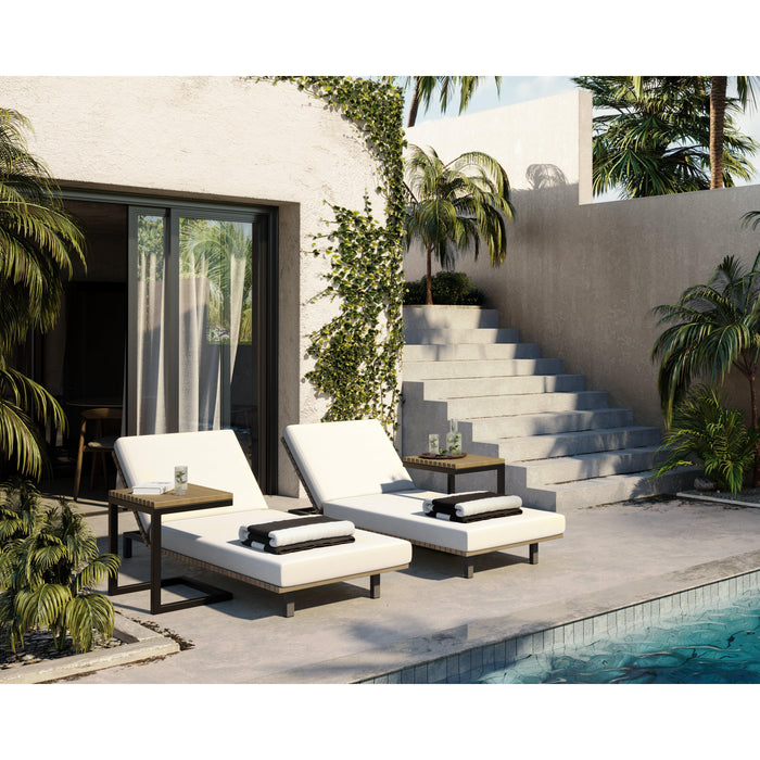 Geneve Palazzo Cream Outdoor Lounger - Outdoor Daybed Side View | Bone & Brass