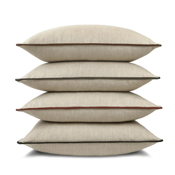 Ghent Taupe Throw Pillow, Chocolate Trim - Pillow Detail | Bone & Brass