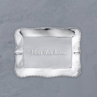 Giftables Pearl Denisse Rectangular Engraved Tray "Bless this home" - Tray Detail | Bone & Brass