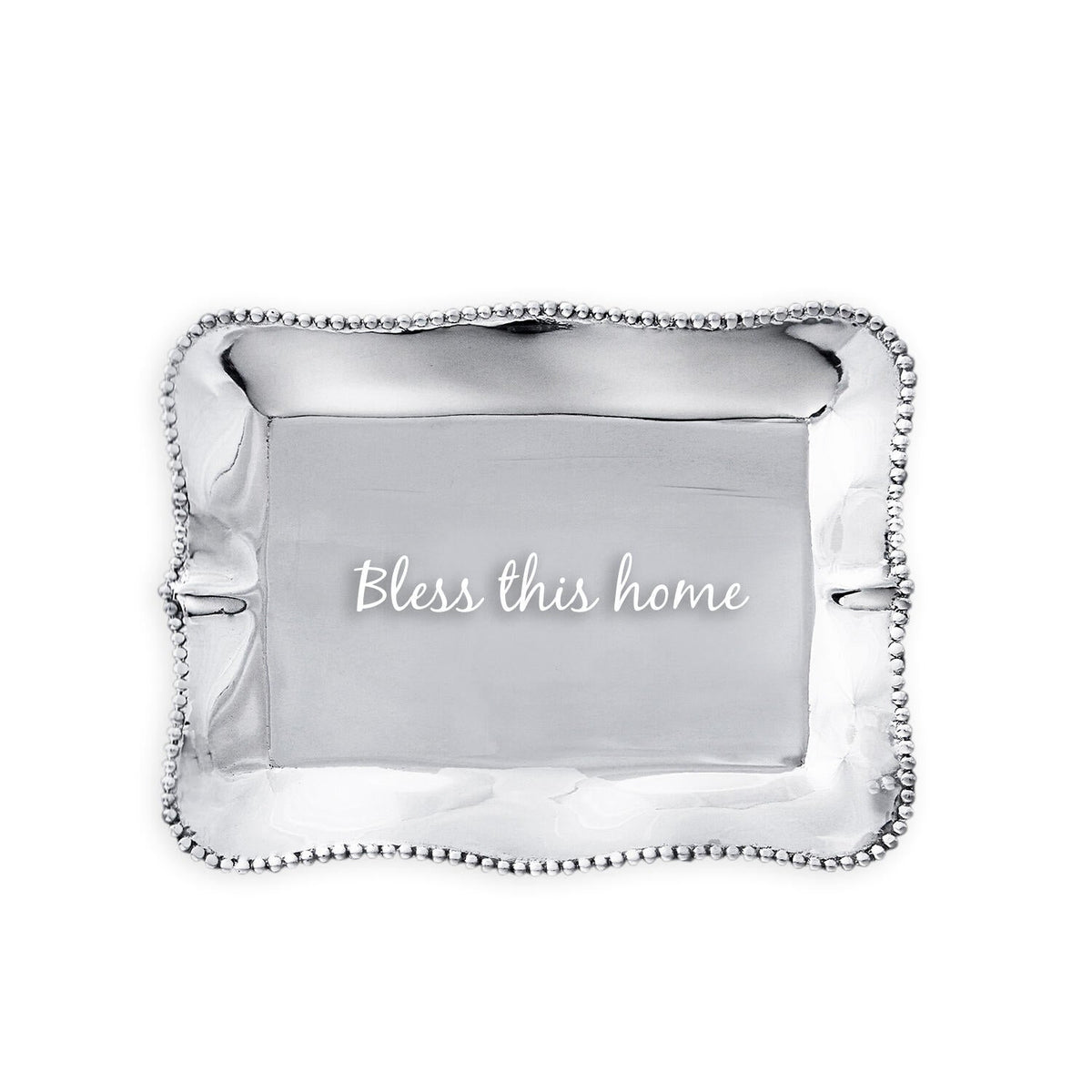 Giftables Pearl Denisse Rectangular Engraved Tray "Bless this home" | Bone & Brass