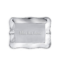 Giftables Pearl Denisse Rectangular Engraved Tray "Bless this home" | Bone & Brass