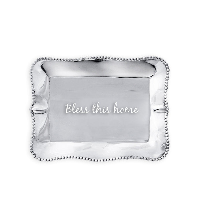 Giftables Pearl Denisse Rectangular Engraved Tray "Bless this home" | Bone & Brass