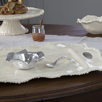Giftables Silver Vento Serving Bowl w/ Spoon - Bowl Top View | Bone & Brass