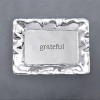 Giftables Vento Rectangular Engraved Tray ("grateful") - Tray Top View | Bone & Brass