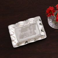Giftables Vento Rectangular Engraved Tray ("grateful") - Tray Side View | Bone & Brass