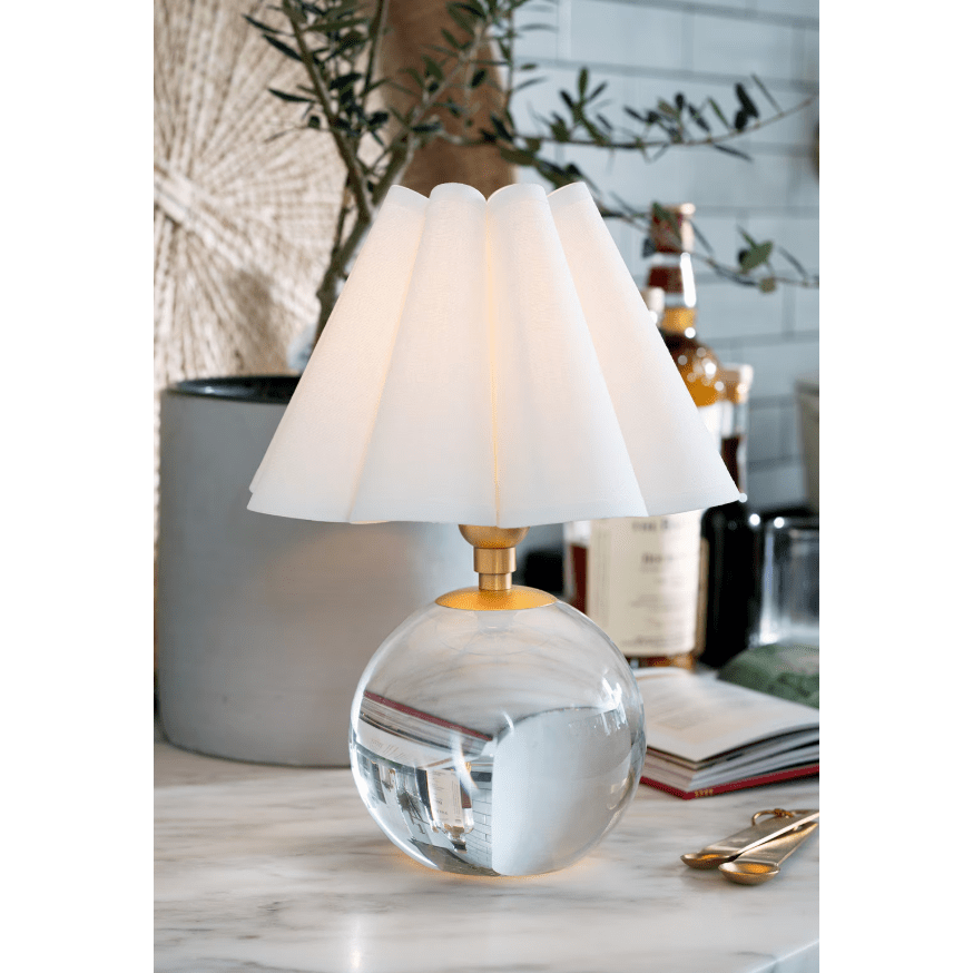 Giorgio Crystal Mini Lamp with White Shade in Polished Nickel and Natural Brass