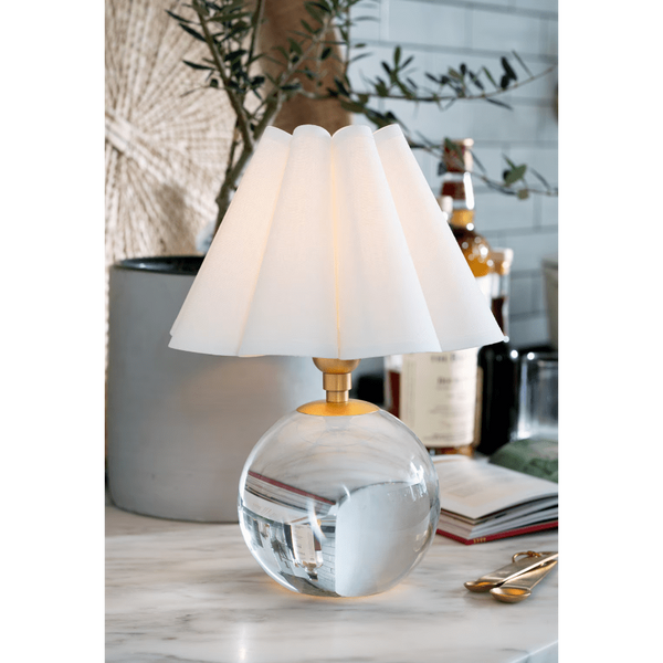 Giorgio Crystal Mini Lamp with White Shade in Polished Nickel and Natural Brass