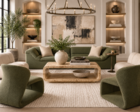 Modern Sculptural Olive Green Sofa
