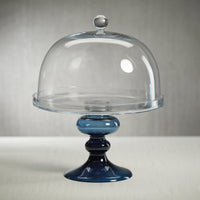 Glass Blue Base Dome Cake Stand - Dome Detail | Bone & Brass