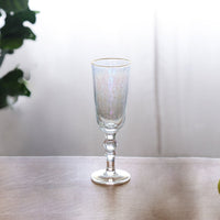 Glass Mother Pearl Flute Gold Rim Set 4 (Clear Gold) - Glass Detail | Bone & Brass