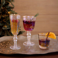 Glass Mother Pearl Flute Gold Rim Set 4 (Clear Gold) - Glass Side View | Bone & Brass