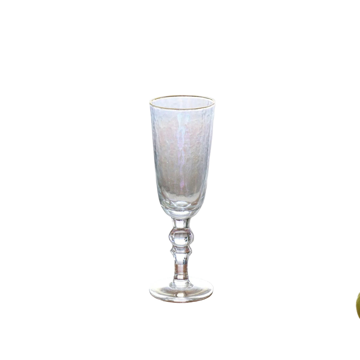 Glass Mother Pearl Flute Gold Rim Set 4 (Clear Gold) | Bone & Brass