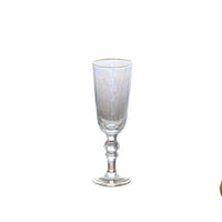 Glass Mother Pearl Flute Gold Rim Set 4 (Clear Gold) | Bone & Brass