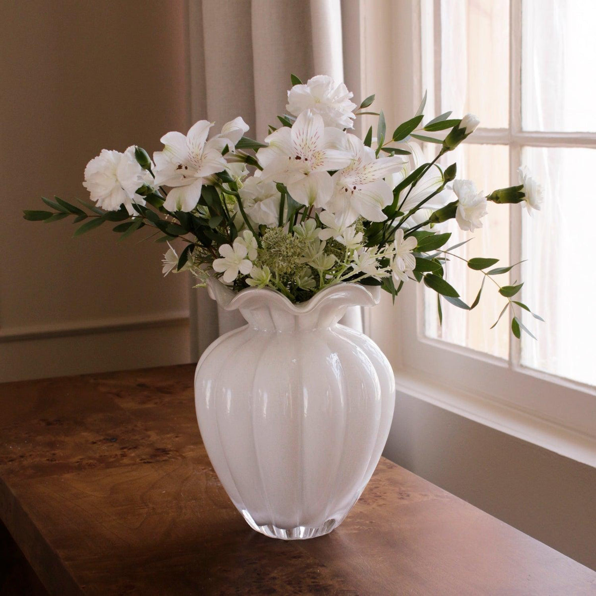 Glass Vento Large Vase Cream - Vase Side View | Bone & Brass