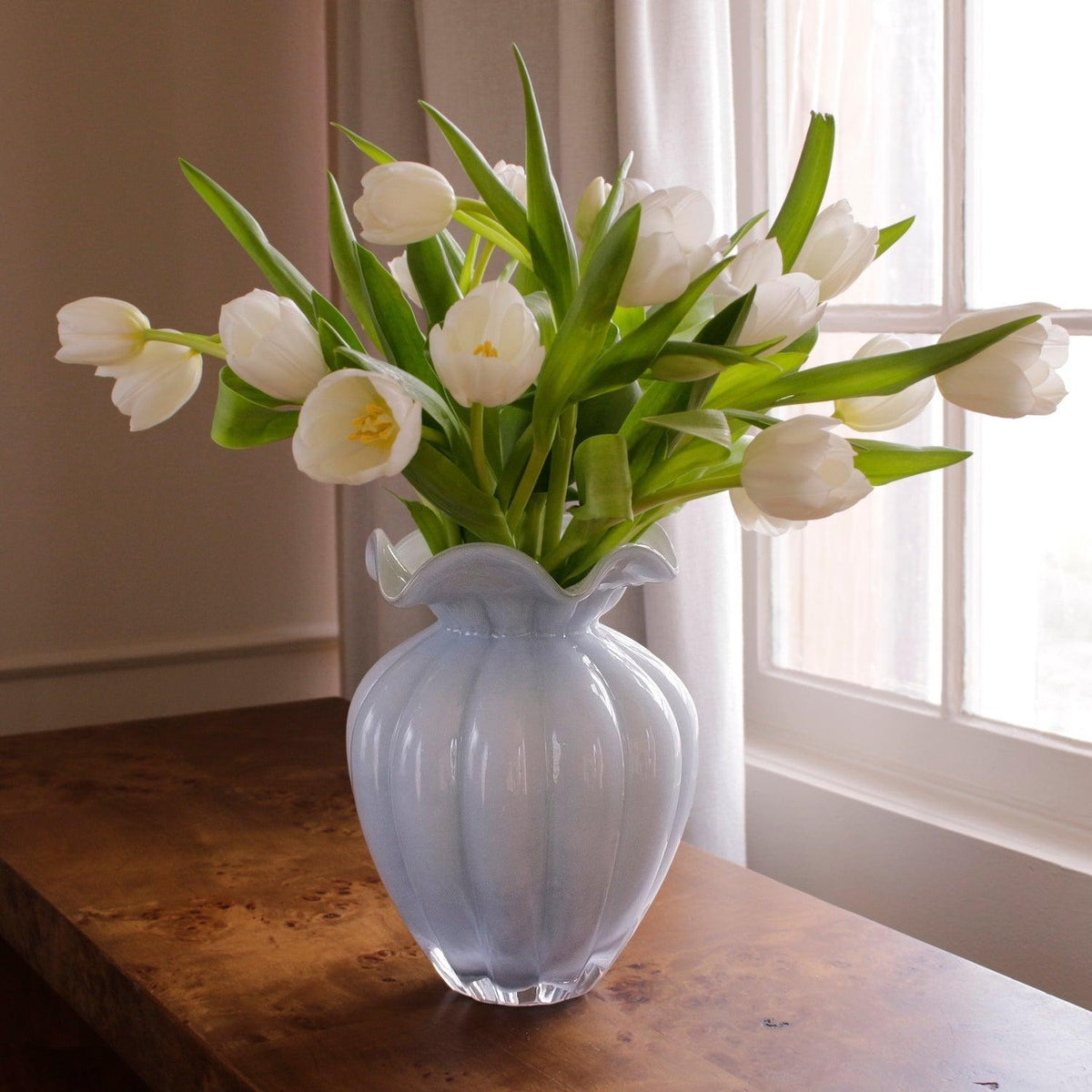 Glass Vento Large Vase Periwinkle - Vase Side View | Bone & Brass