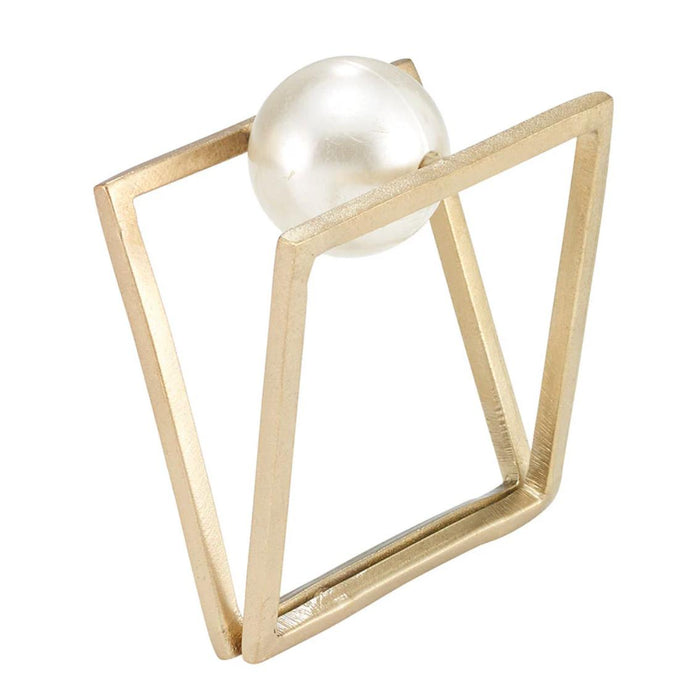 Gold Floating Pearl Napkin Ring, Set 4 | Bone & Brass