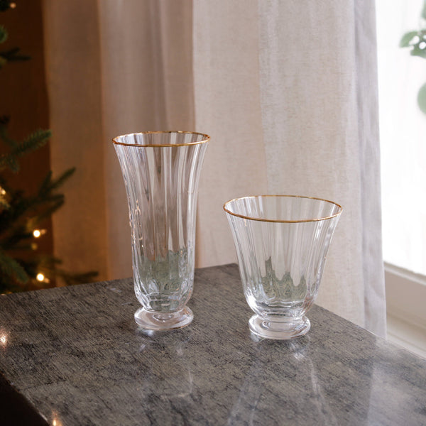 Gold Rim Stemless Champagne Flute Set of 4 - Glass Detail | Bone & Brass