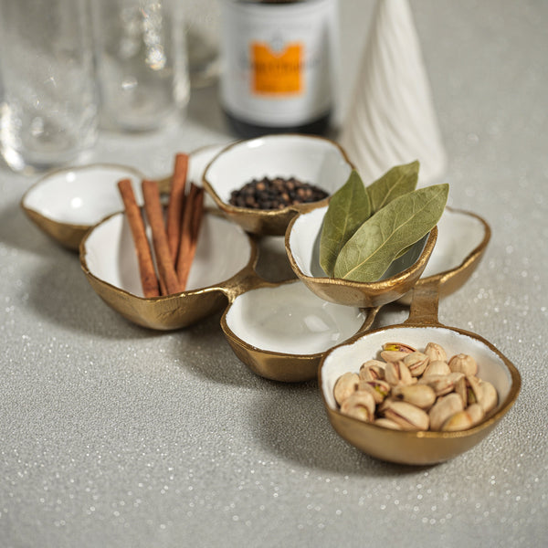Gold & White Cluster 8 Round Serving Bowls - Bowl Detail | Bone & Brass