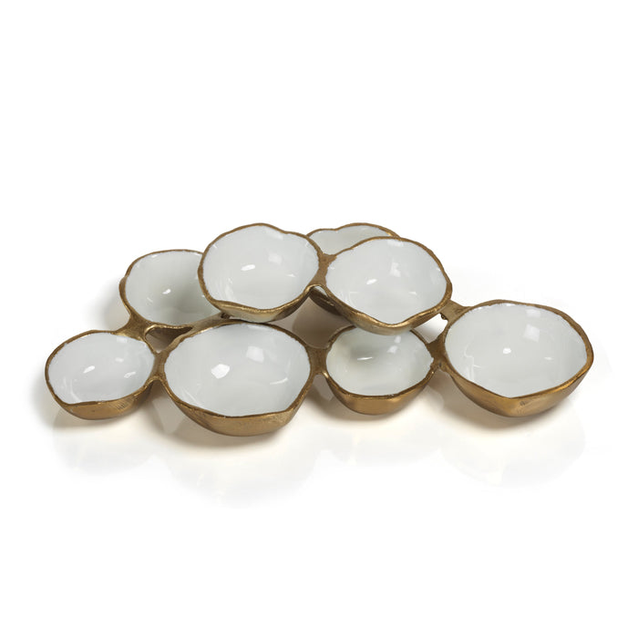Gold & White Cluster 8 Round Serving Bowls | Bone & Brass
